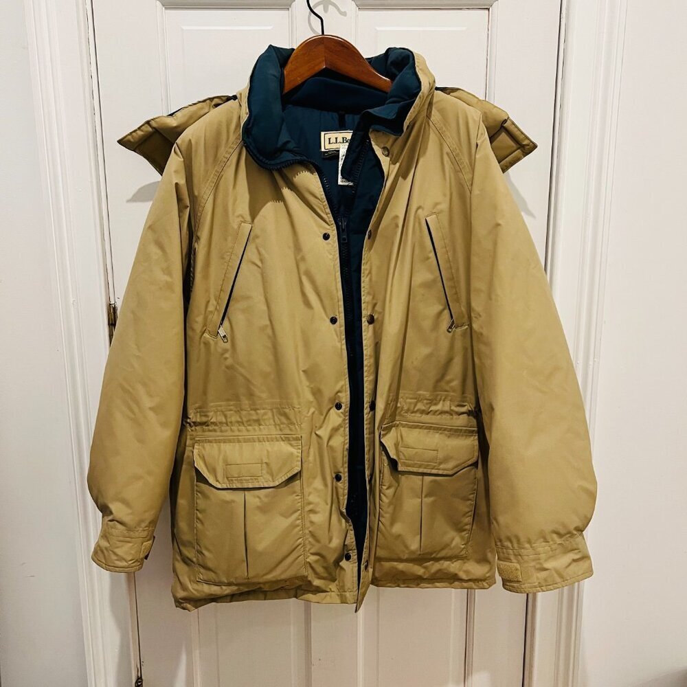 Vintage LL Bean Gore-Tex Goose Down Parka Jacket USA Made Tan Men's Size Large